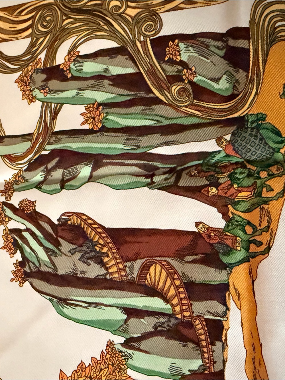 Hermes Scarf in Light Blue and White - Picture 10 of 15